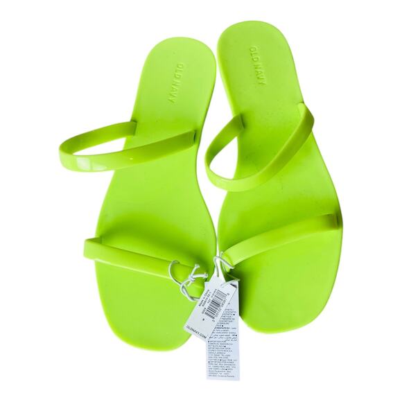 NWT Old Navy Womens Strappy Jelly Slide Lemon Lime Flats Summer Sandals Size 9 - Picture 1 of 3